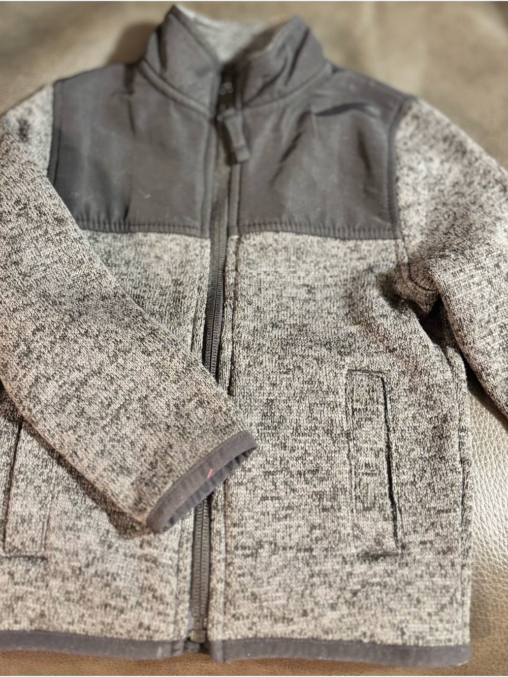 The Children's Place Gray Knit Full-Zip Layering Jacket